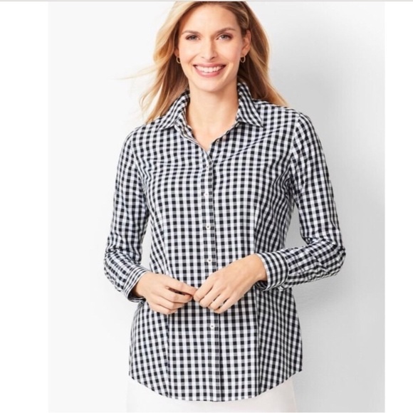 Talbots Petites Gingham Button-up Shirt Size 14 Petite - Picture 1 of 7